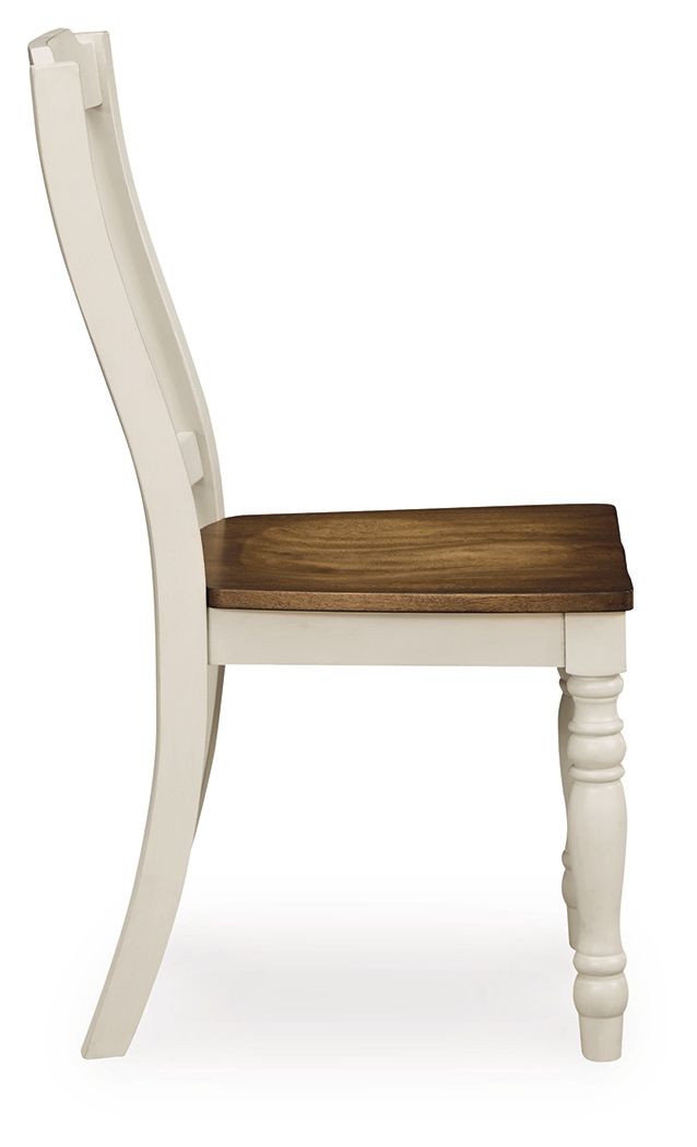 Wirloni - Dining Room Side Chair (Set of 2) - Antique White / Brown - Hornell Furniture Outlet