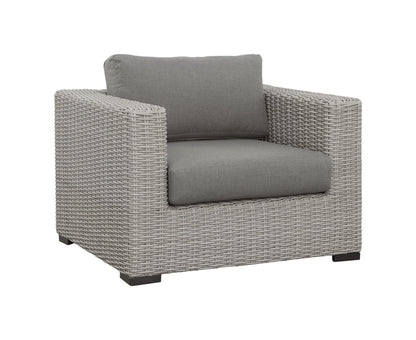 Blakley - Outdoor Lounge Chair (Set of 2) With Half - Round Wicker - Gray - Hornell Furniture Outlet