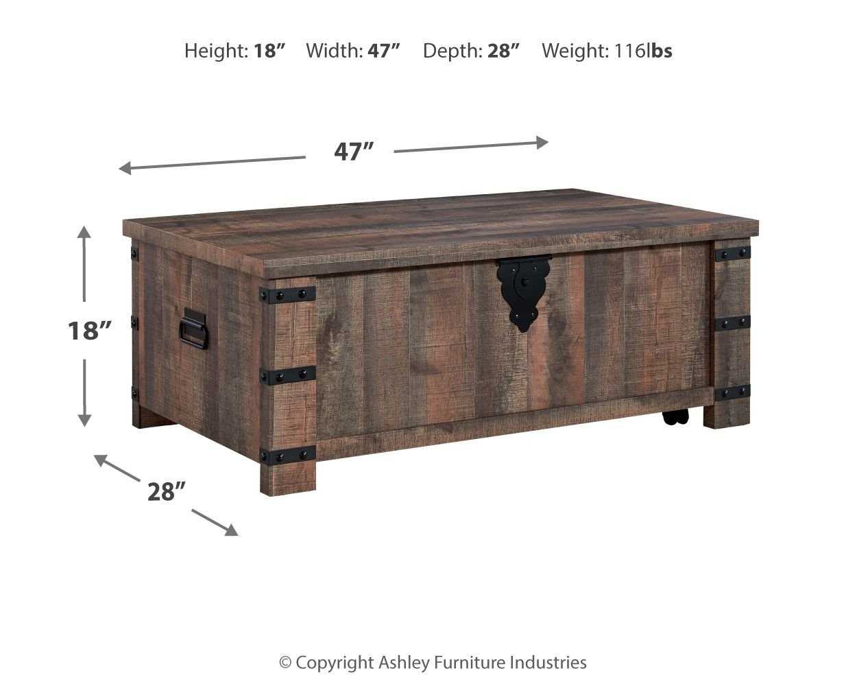 Hollum - Rustic Brown - Lift Top Cocktail Table - Hornell Furniture Outlet