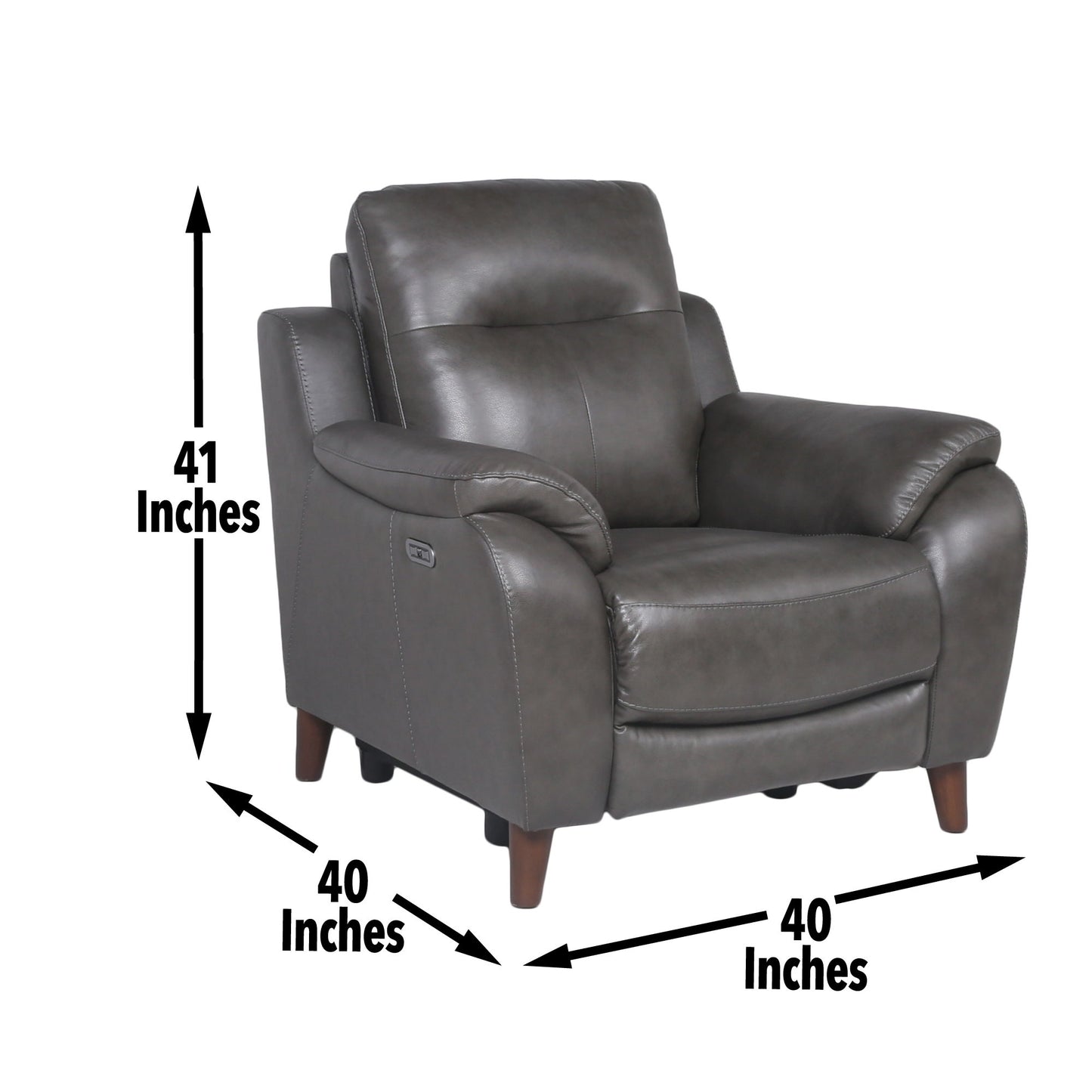 Trento - Dual Power Recliner - Charcoal - Hornell Furniture Outlet