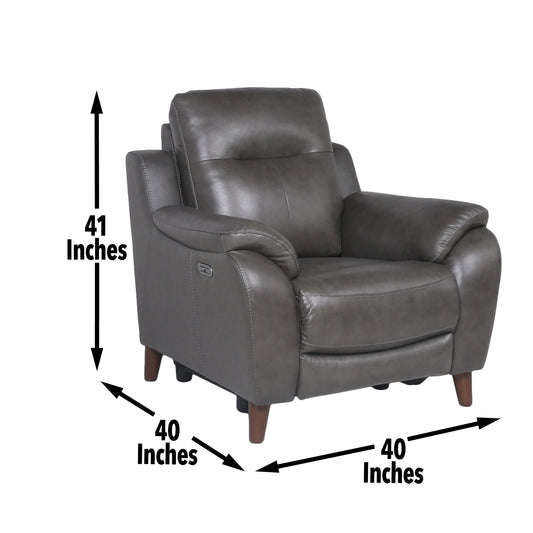 Trento - Dual Power Recliner - Charcoal - Hornell Furniture Outlet