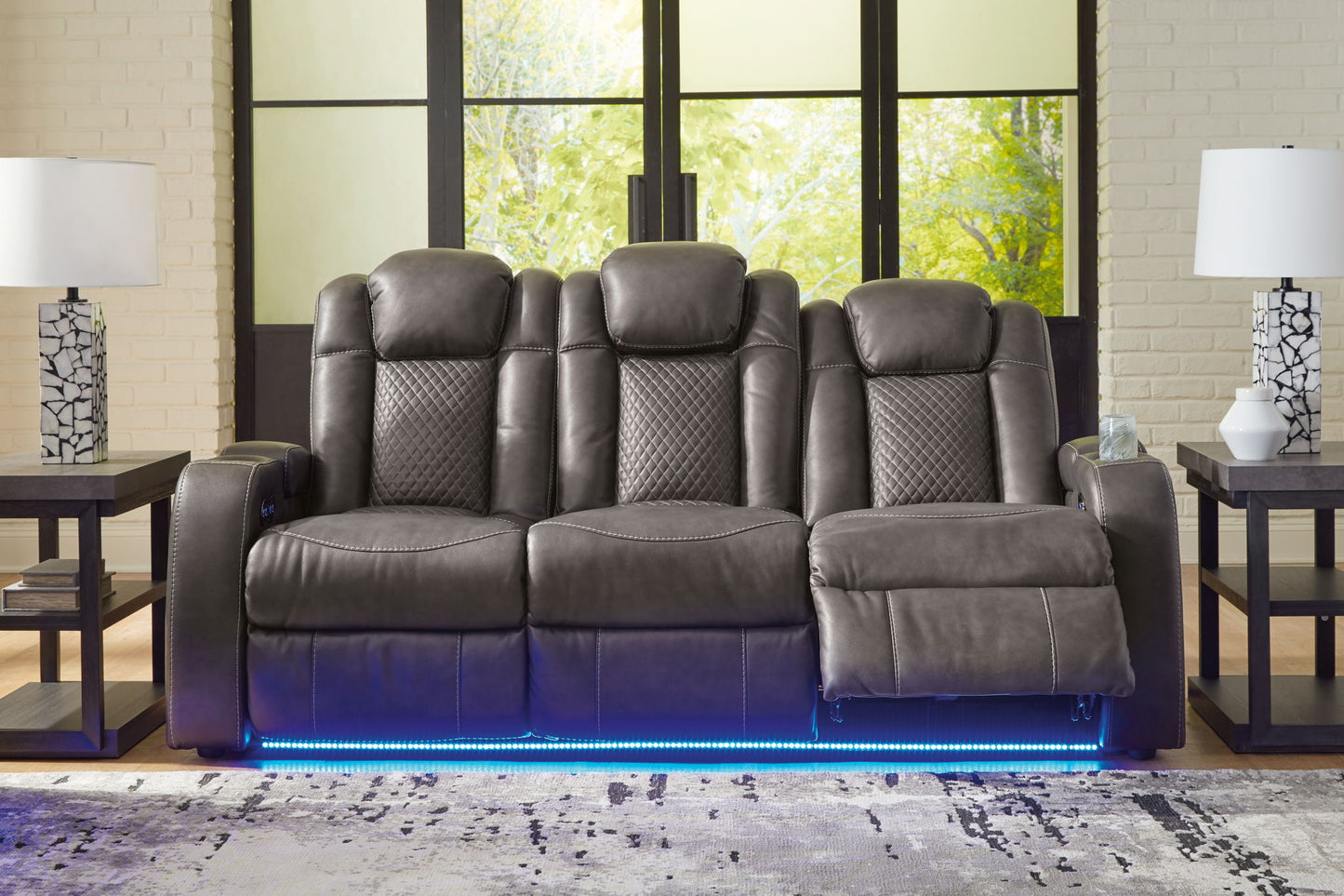 Fyne - dyme - Power Reclining Sofa With Adj Headrest - Hornell Furniture Outlet
