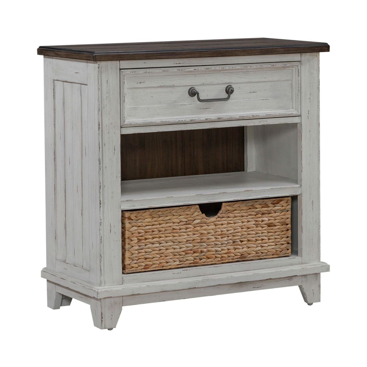 River Place - Bedside Chest With Charging Station - White - Hornell Furniture Outlet