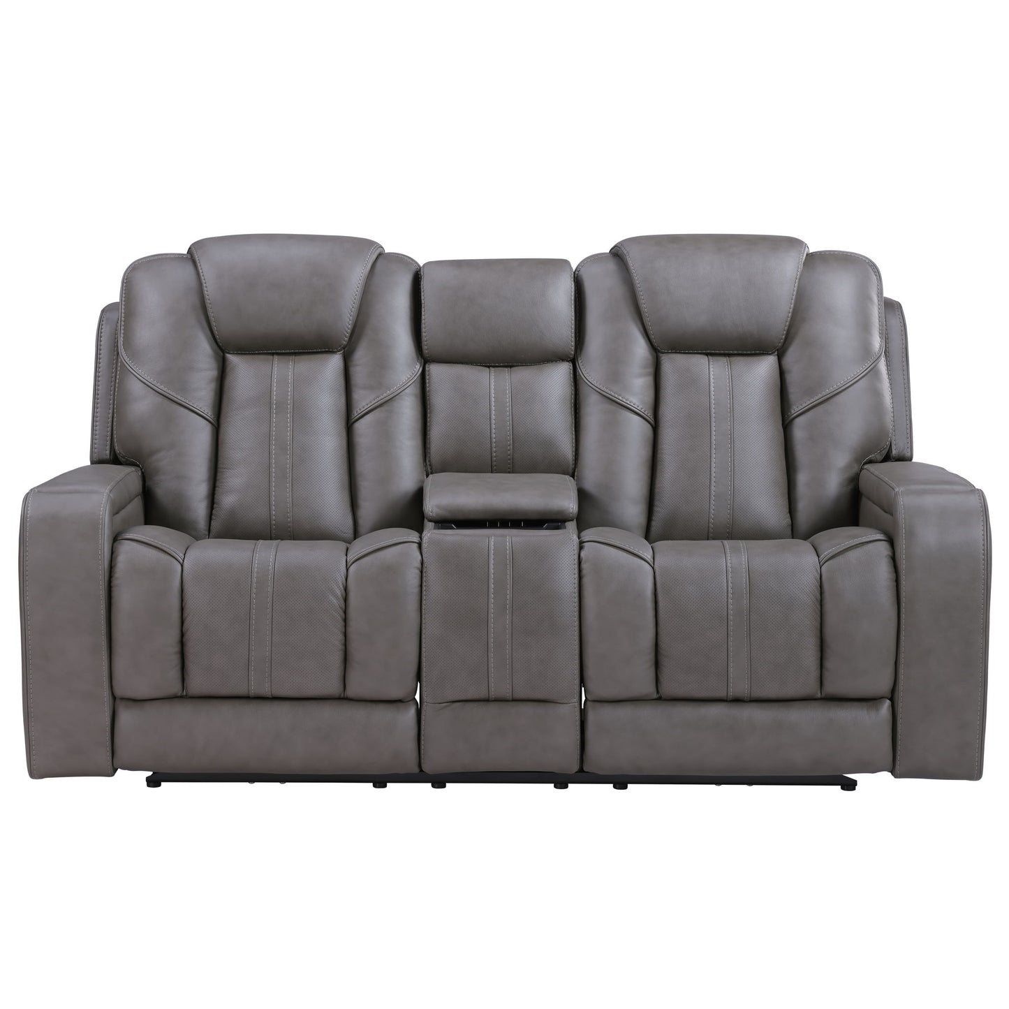 Daniel - 3 Piece Triple - Power Leather Reclining Set - Gray - Hornell Furniture Outlet