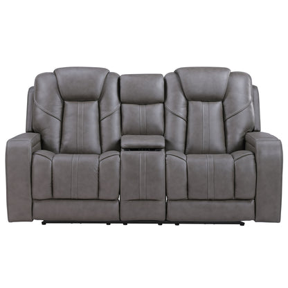 Daniel - 3 Piece Triple - Power Leather Reclining Set - Gray - Hornell Furniture Outlet