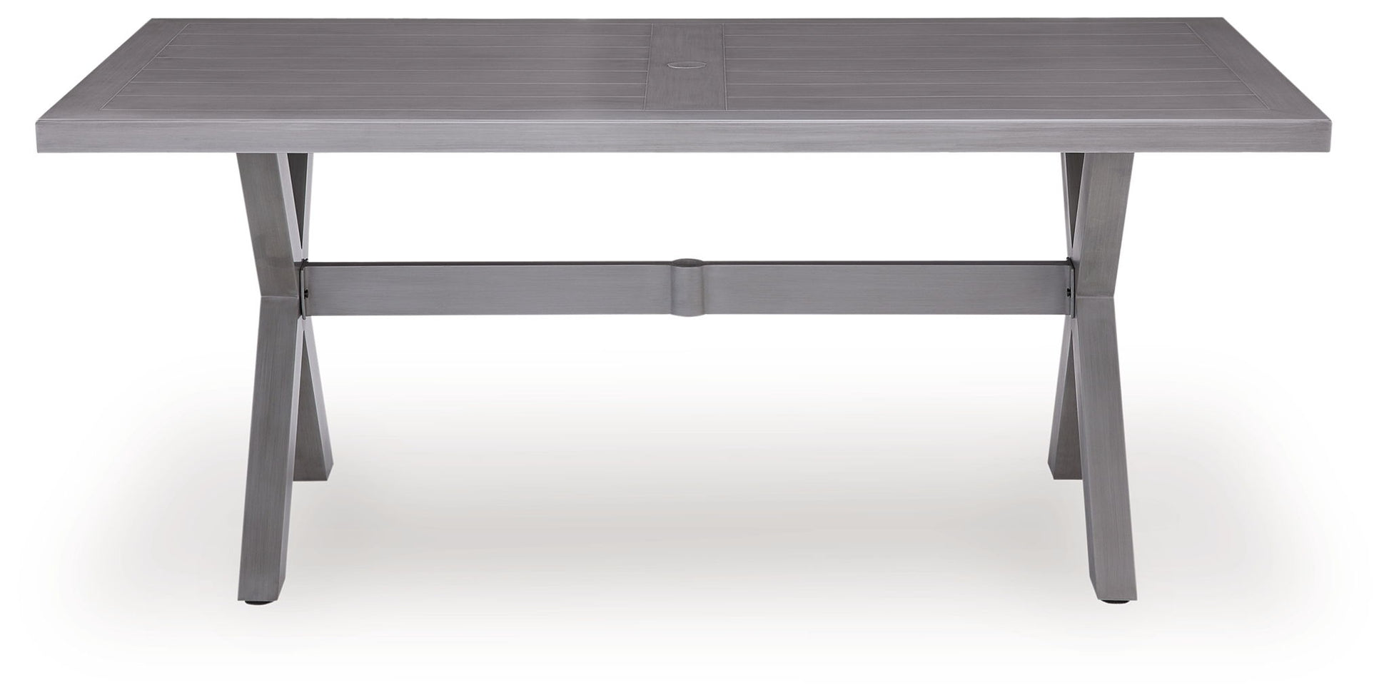 Half Moon Beach - Rectangular Dining Table With Umbrella Option - Gray - Hornell Furniture Outlet