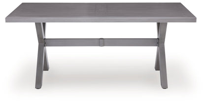 Half Moon Beach - Rectangular Dining Table With Umbrella Option - Gray - Hornell Furniture Outlet