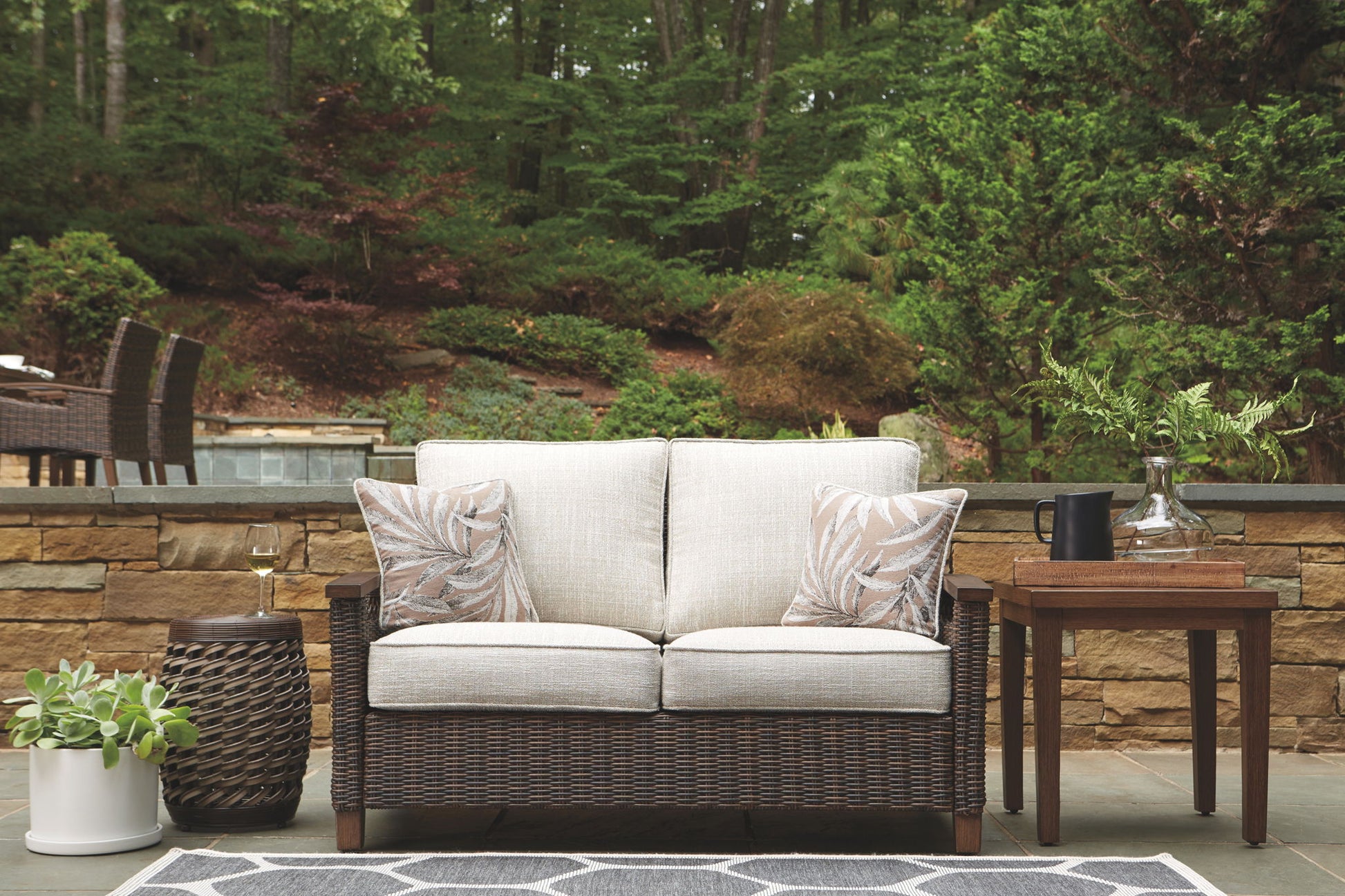 Paradise Trail - Medium Brown - Loveseat w/Cushion - Hornell Furniture Outlet