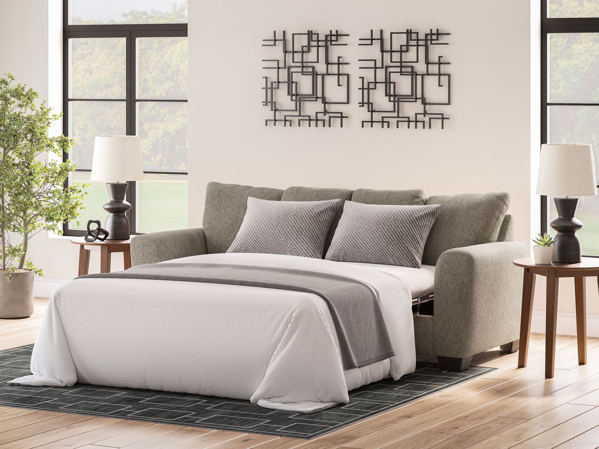 Triston - Peaks - Queen Sofa Sleeper - Suede - Hornell Furniture Outlet