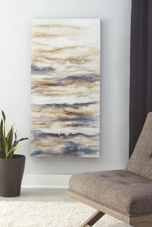 Joely - Blue / Tan - Wall Art - Hornell Furniture Outlet