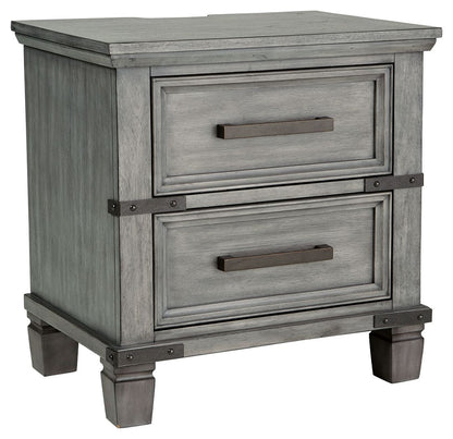 Russelyn - Gray - Two Drawer Night Stand - Hornell Furniture Outlet
