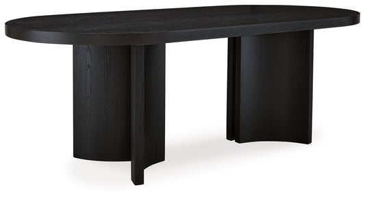 Rowanbeck - Black - Oval Dining Room Table - Hornell Furniture Outlet