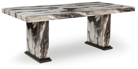 Jeshina - Dark Brown / Beige - Dining Table - Hornell Furniture Outlet