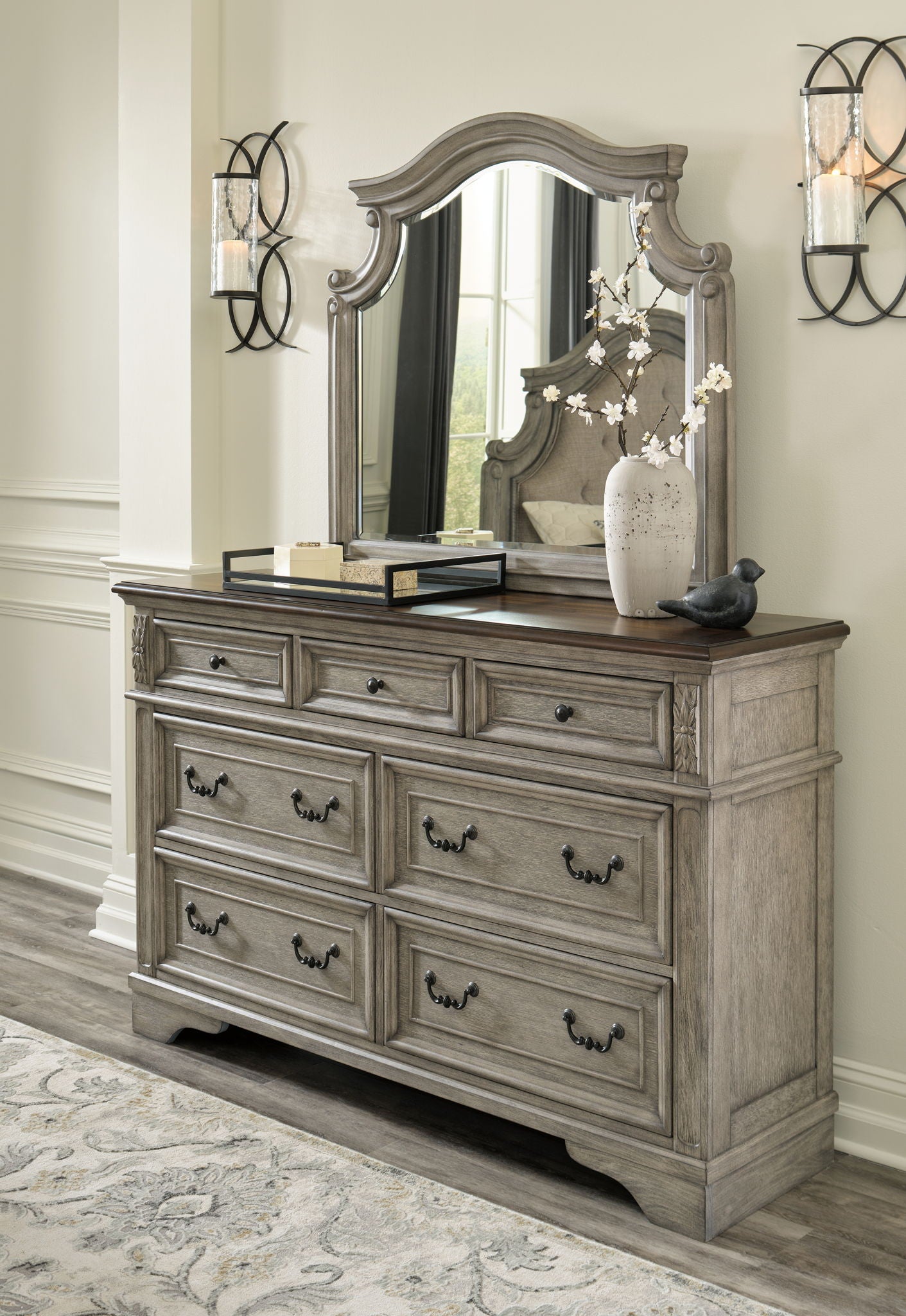 Lodenbay - Antique Gray - Dresser, Mirror - Hornell Furniture Outlet