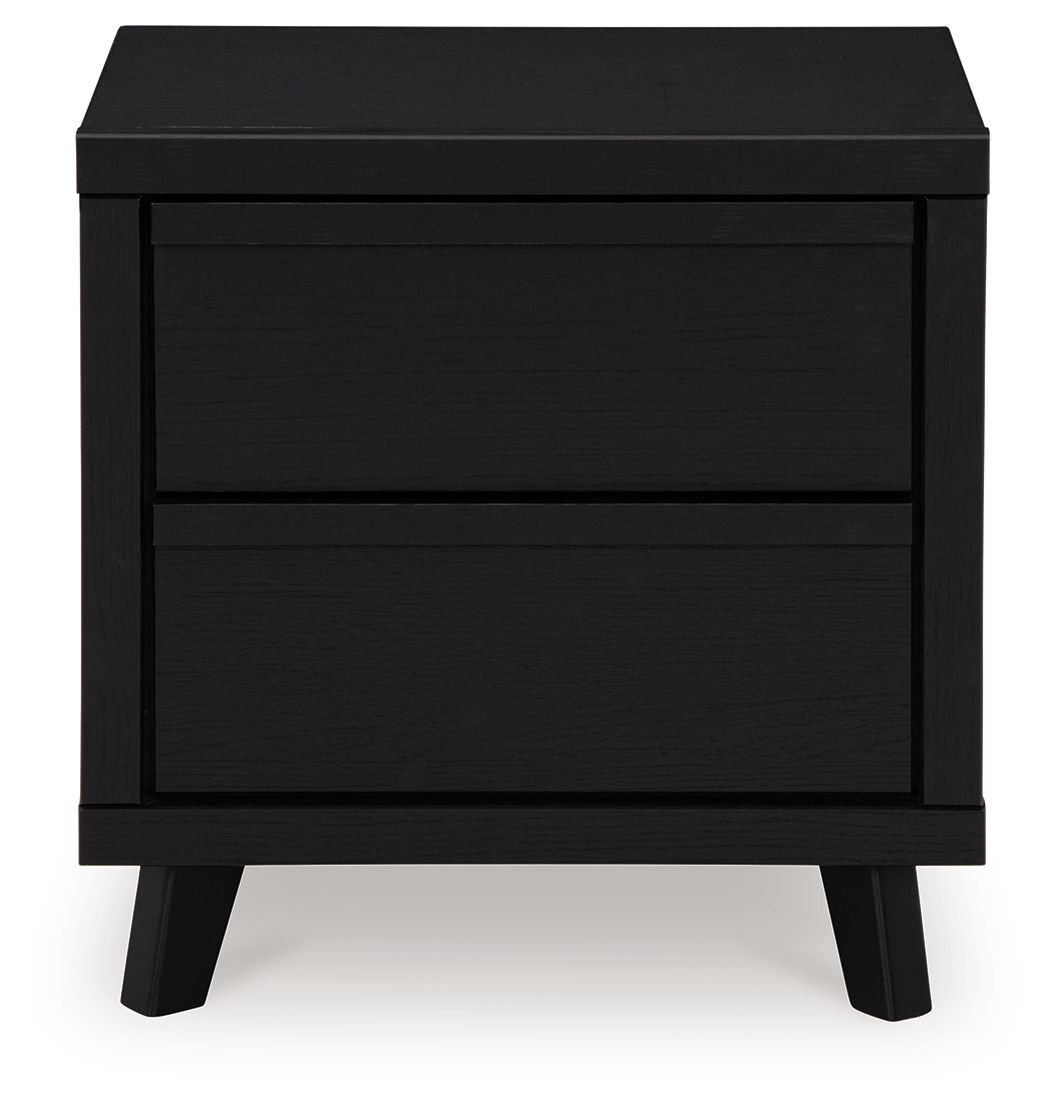 Danziar - Black - Two Drawer Night Stand - Hornell Furniture Outlet