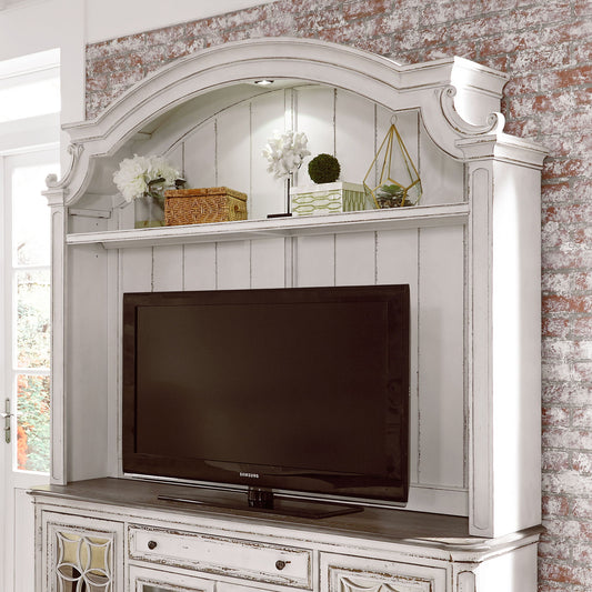 Magnolia Manor - Arched Entertainment Hutch - White - Hornell Furniture Outlet