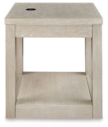 Marxhart - Bisque - Square End Table - Hornell Furniture Outlet