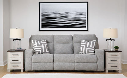 Biscoe - Pewter - Power Reclining Sofa With Adj Headrest - Hornell Furniture Outlet