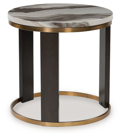 Jazmore - Brown / Brass Finish - Round End Table - Hornell Furniture Outlet