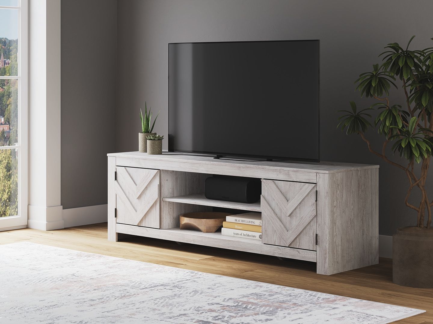 Cayboni - LG TV Stand With Fireplace Option - Hornell Furniture Outlet
