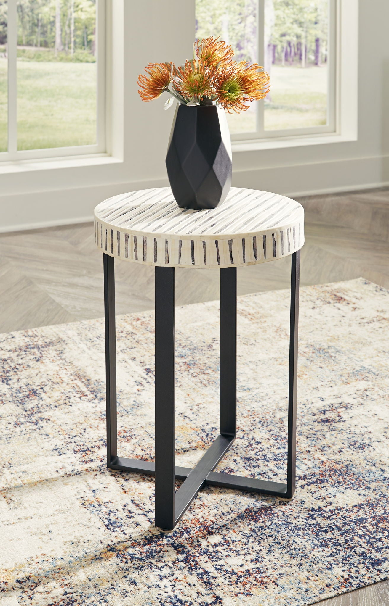 Crewridge - Black / Cream - Accent Table - Hornell Furniture Outlet