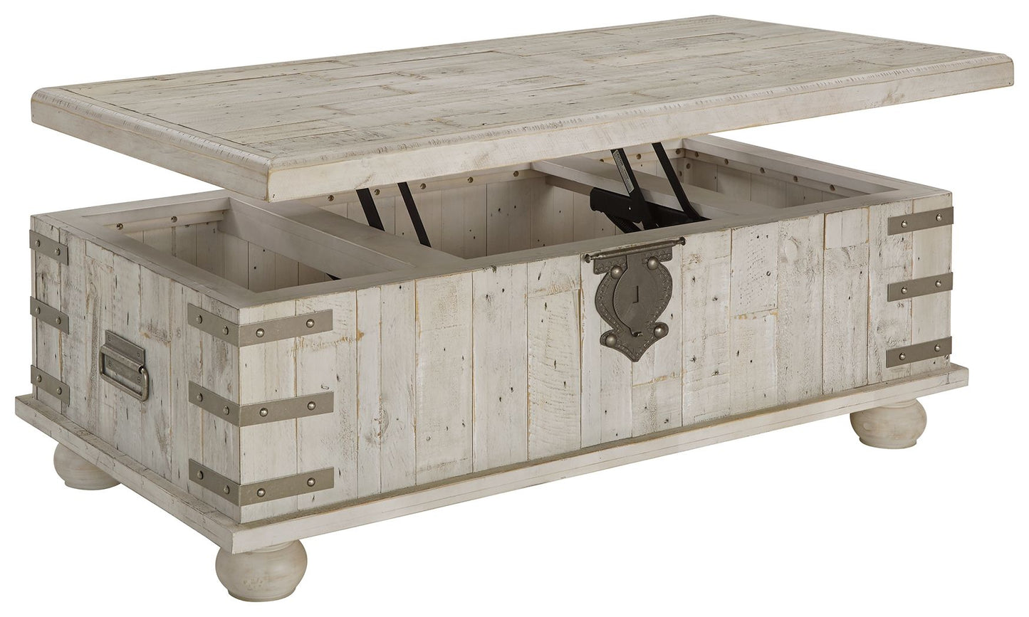 Carynhurst - White Wash Gray - Lift Top Cocktail Table - Hornell Furniture Outlet