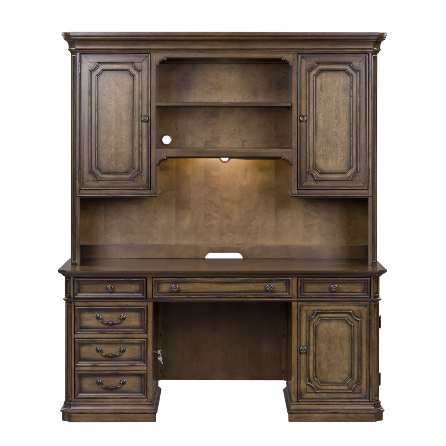Amelia - Jr Executive Credenza Set - Dark Brown - Hornell Furniture Outlet