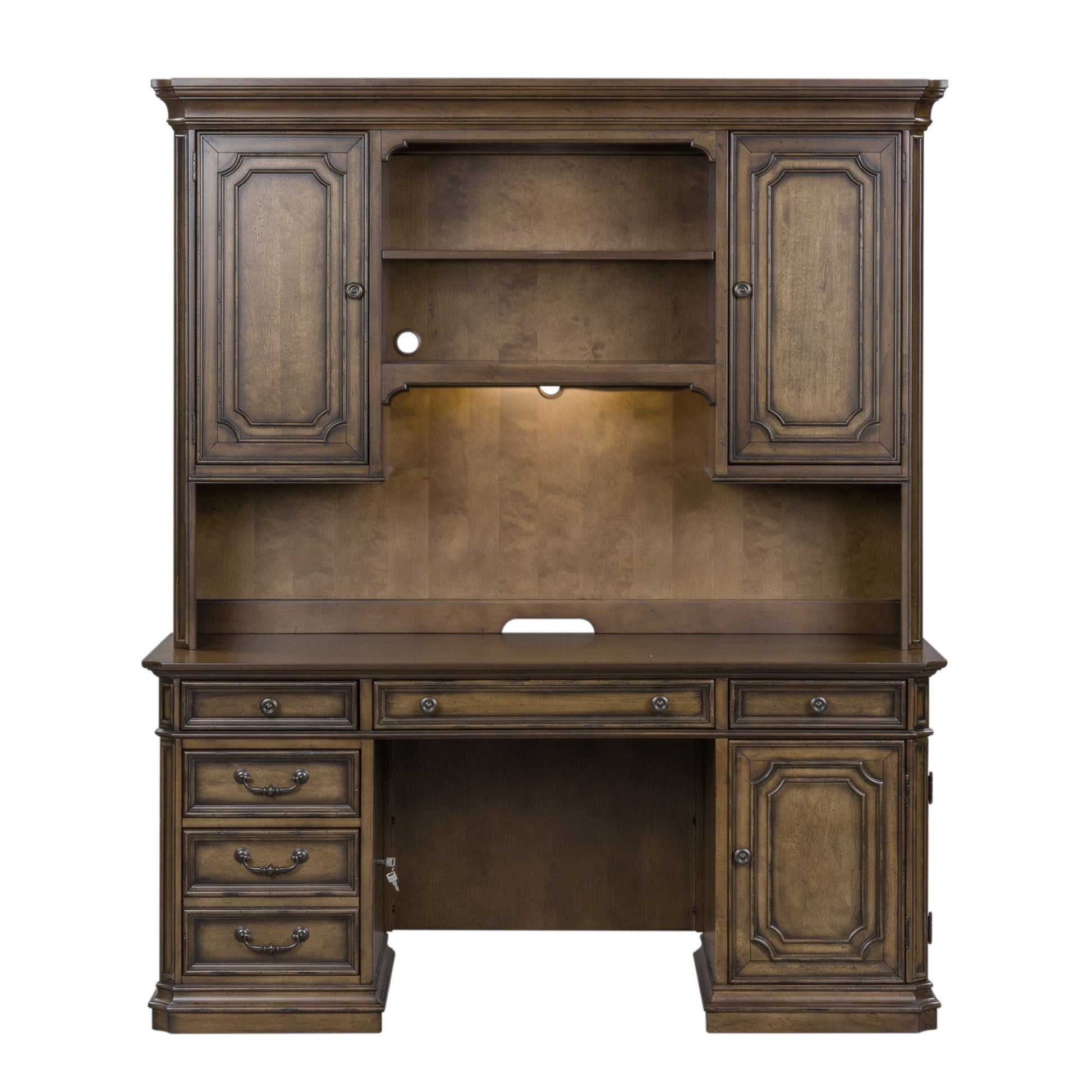 Amelia - Jr Executive Credenza Set - Dark Brown - Hornell Furniture Outlet