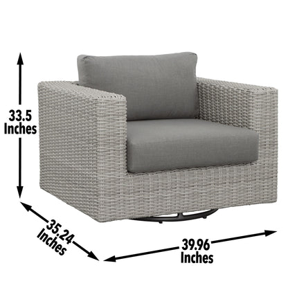 Blakley - Outdoor Swilvel Chair (Set of 2) With Half Round Wicker - Gray - Hornell Furniture Outlet