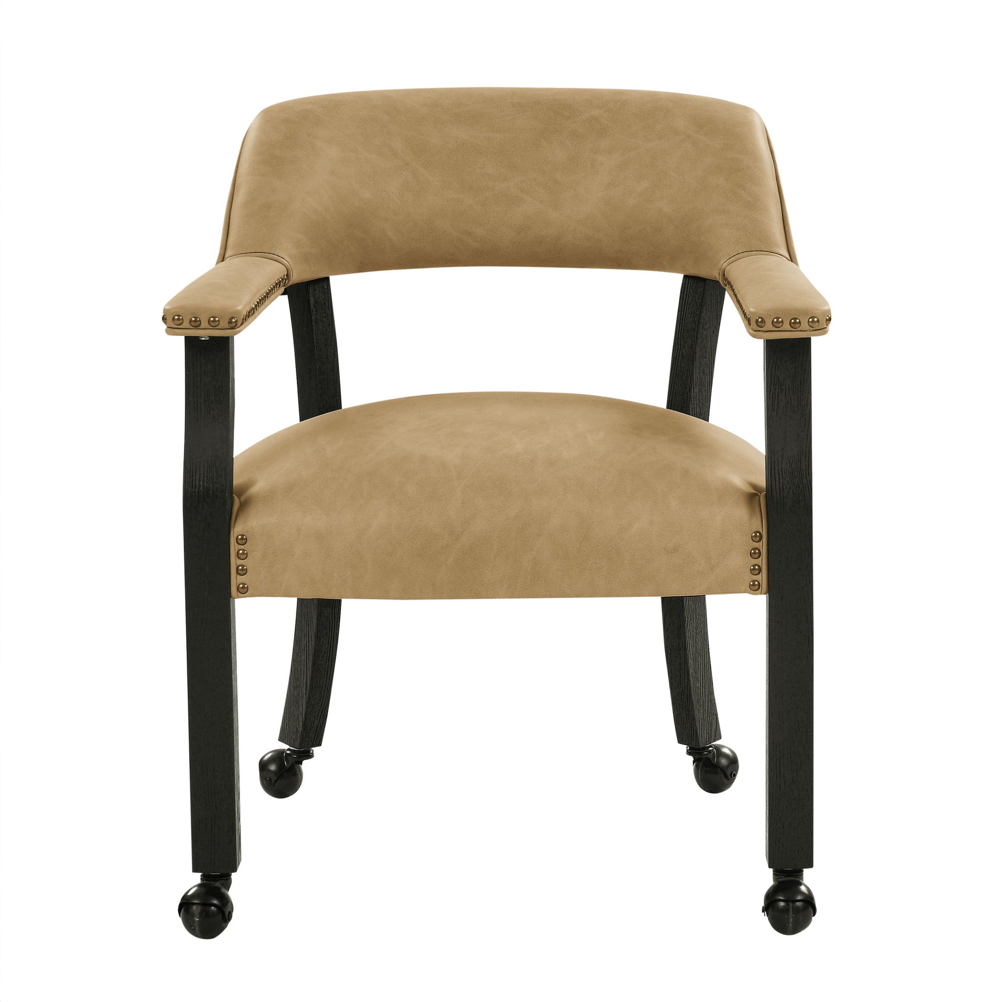 Rylie - Captains Chair - Black Finish With Sand Vegan Leather - Black - Hornell Furniture Outlet
