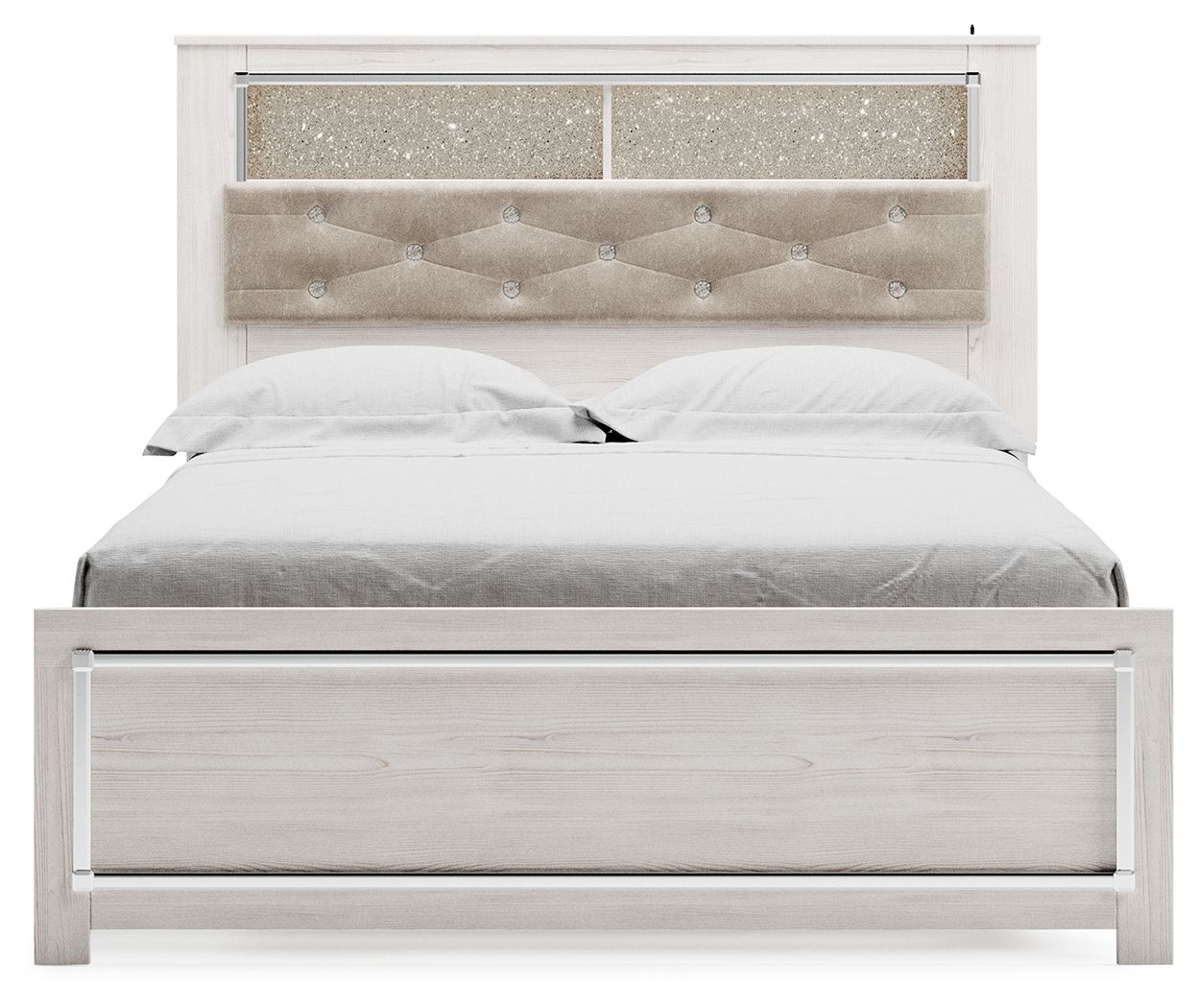Altyra - White - Queen Panel Bookcase Bed With Roll Slats - Hornell Furniture Outlet