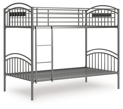 Lanceburg - Gray - Twin/Twin Bunk Bed With Ladder - Hornell Furniture Outlet