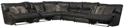Como - 7 Piece Italian Leather Match Reclining Sectional - Hornell Furniture Outlet