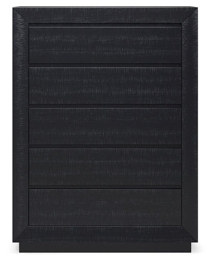 Londer - Black - Five Drawer Chest - Hornell Furniture Outlet