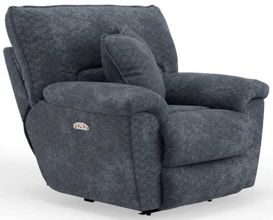 Paxon - Deep Seat Power Lay Flat Recliner With Power Adjustable Headrest - Smoke - Hornell Furniture Outlet