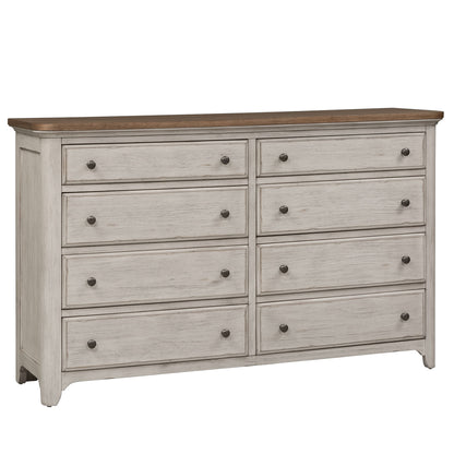 Farmhouse Reimagined - 8 Drawer Dresser - White - Hornell Furniture Outlet
