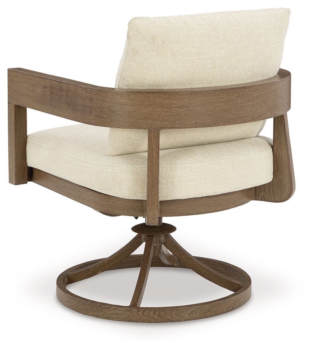 Serene Bay - Dark Brown / White - Swivel Chair With Cushion (Set of 2) - Hornell Furniture Outlet