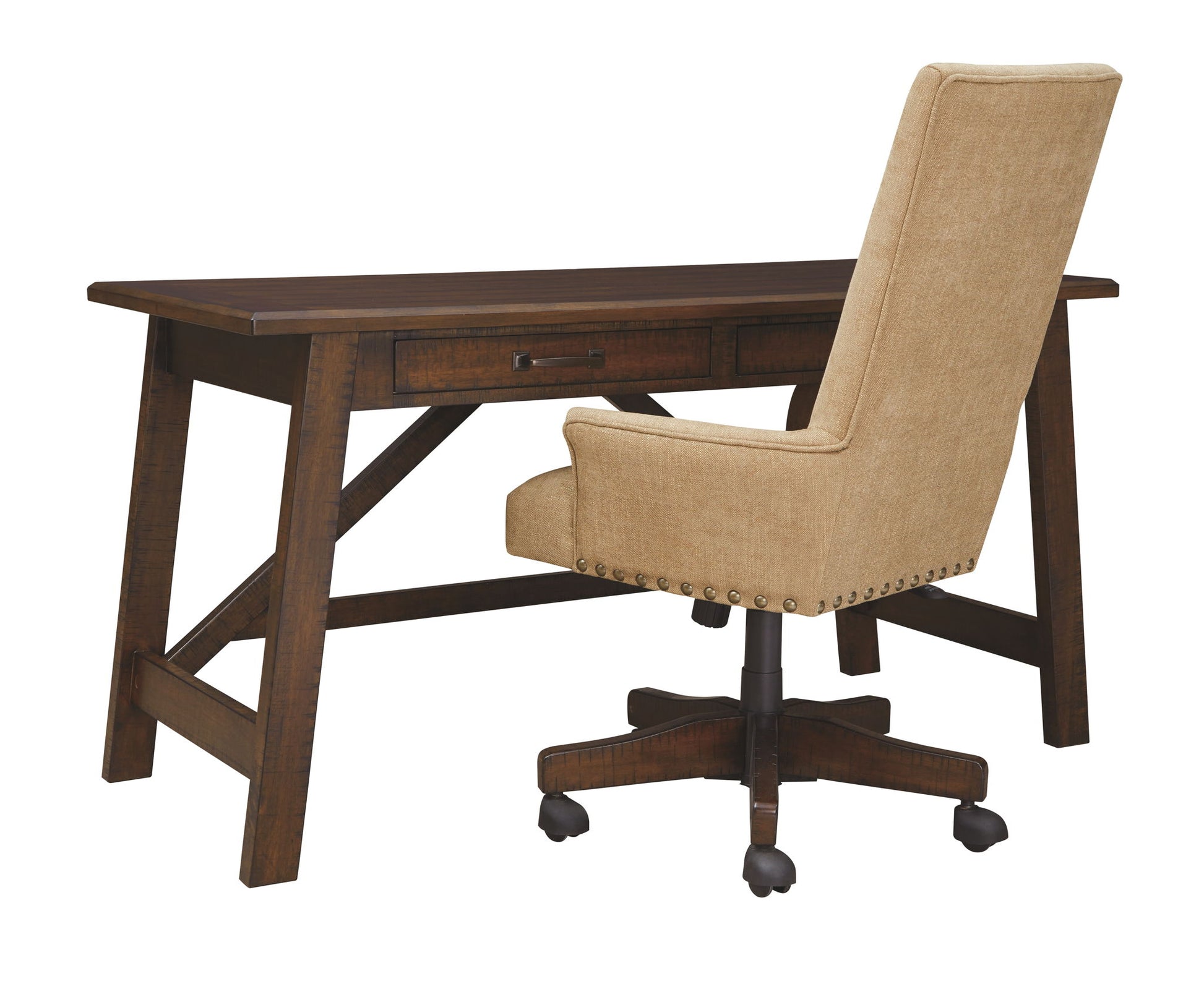 Baldridge - Rustic Brown - Home Office Large Leg Desk - Hornell Furniture Outlet