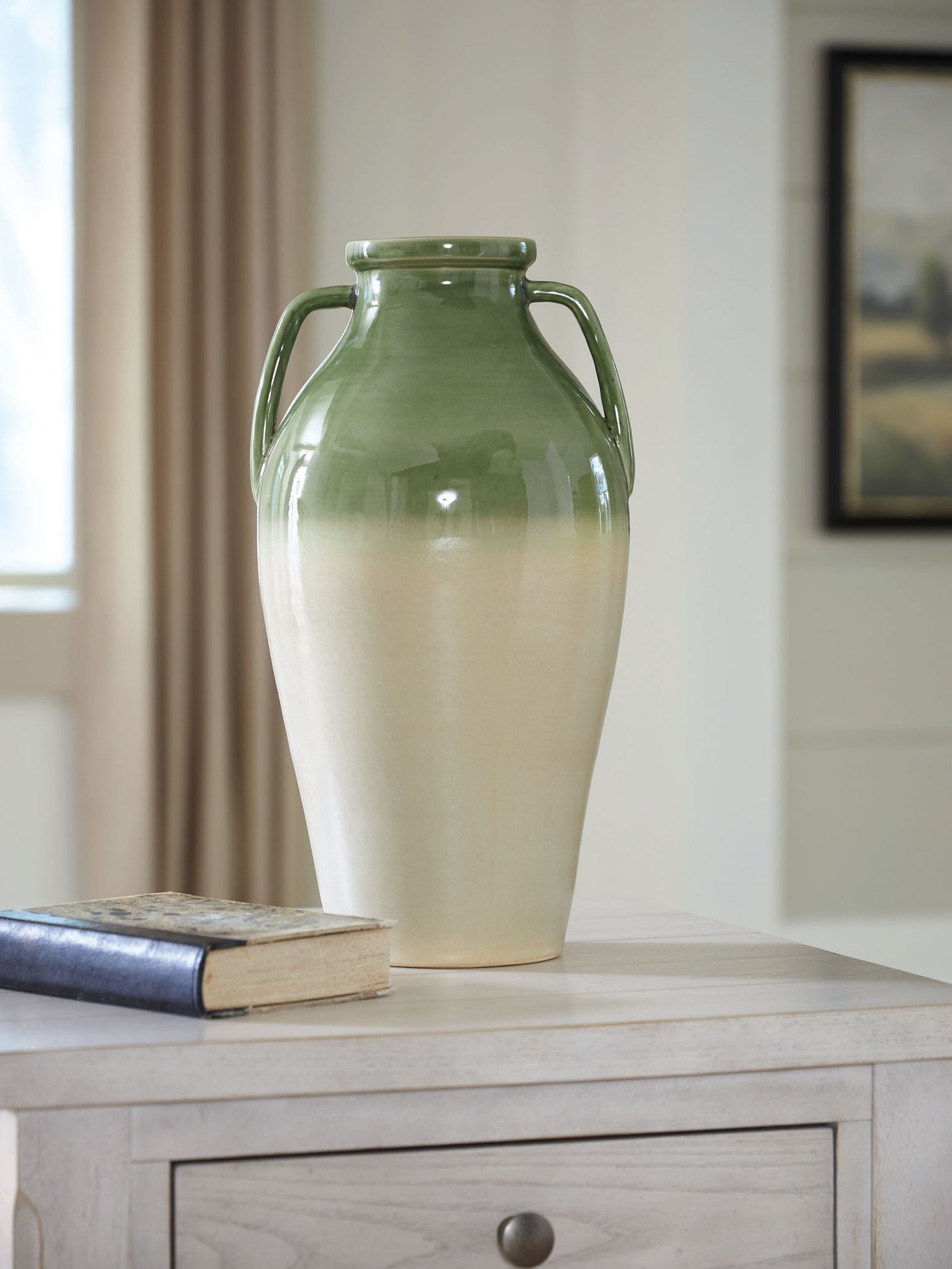 Andorbury - Vase - Green / Beige - Hornell Furniture Outlet