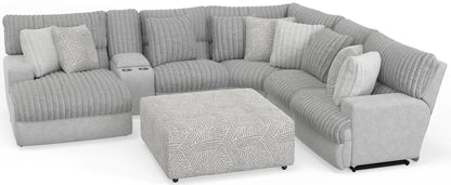 Abraxas - 6 Piece Power Reclining Sectional With Lay - Back Chaise, 2 Reclining Seats, And Included Cocktail Ottoman (LSF Chaise) - Moonstruck - Hornell Furniture Outlet