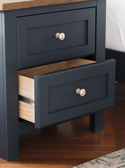 Landocken - Brown / Blue - Two Drawer Night Stand - Hornell Furniture Outlet