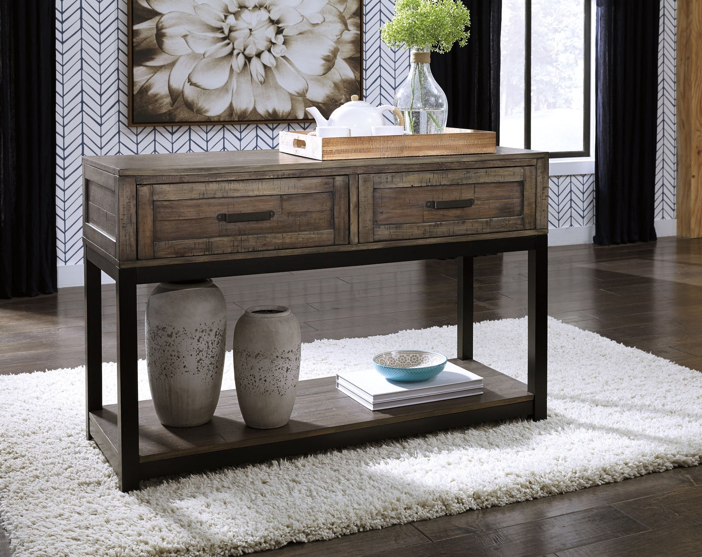 Johurst - Grayish Brown - Sofa Table - Hornell Furniture Outlet