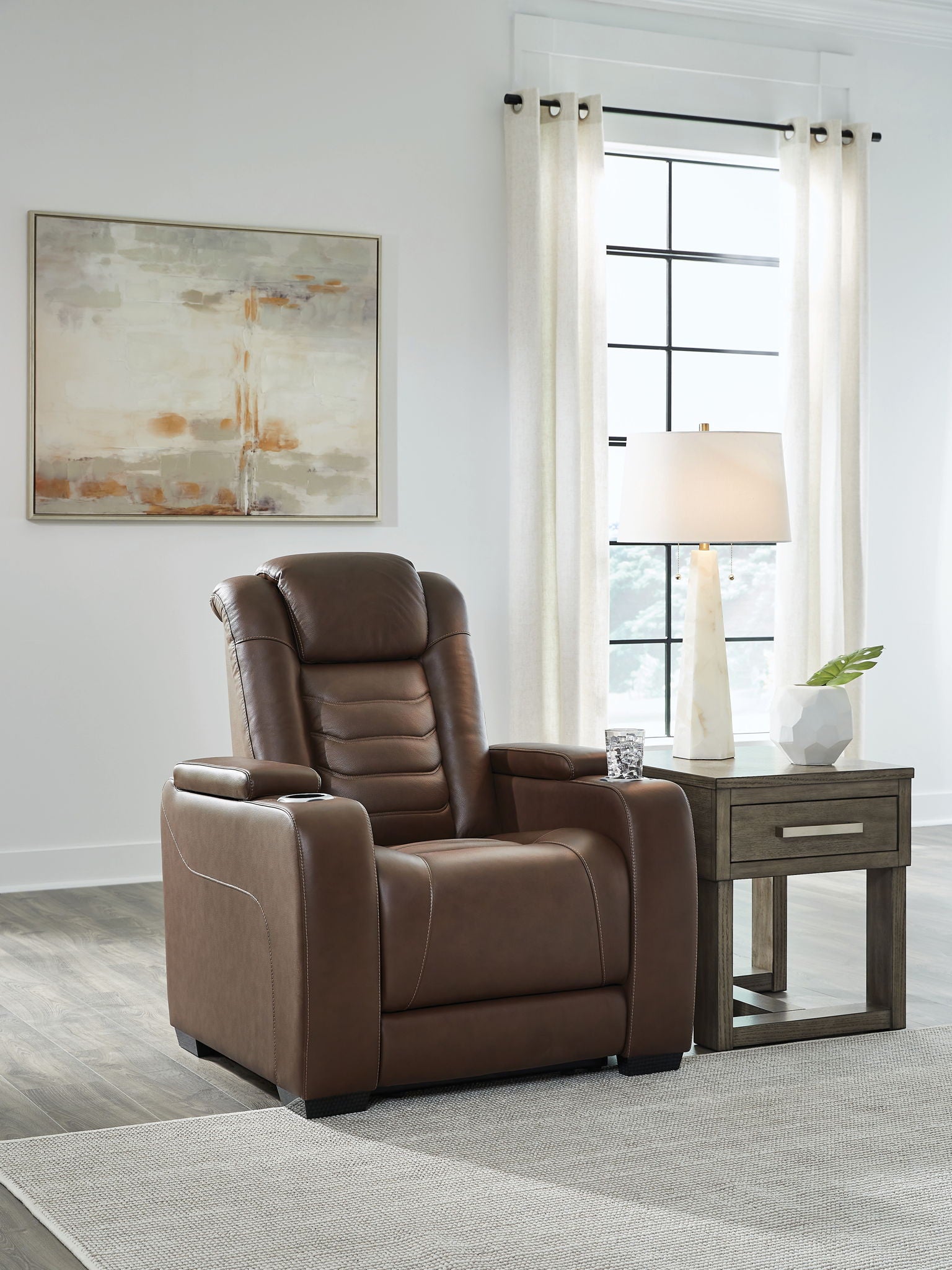 High Impact - Tobacco - Power Recliner / Adj Headrest - Hornell Furniture Outlet