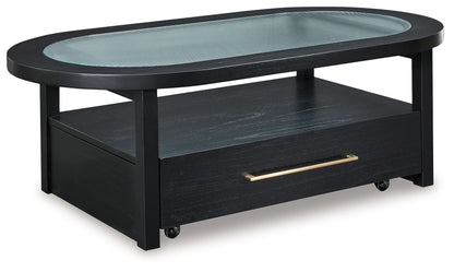 Winbardi - Black - Oval Cocktail Table - Hornell Furniture Outlet