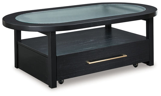 Winbardi - Black - Oval Cocktail Table - Hornell Furniture Outlet