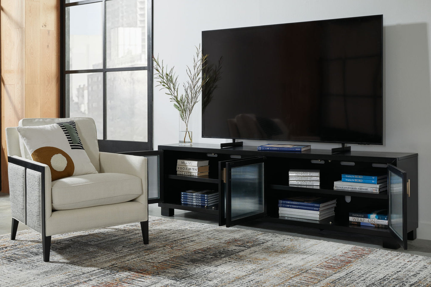 Winbardi - Black - Extra Large TV Stand - Hornell Furniture Outlet