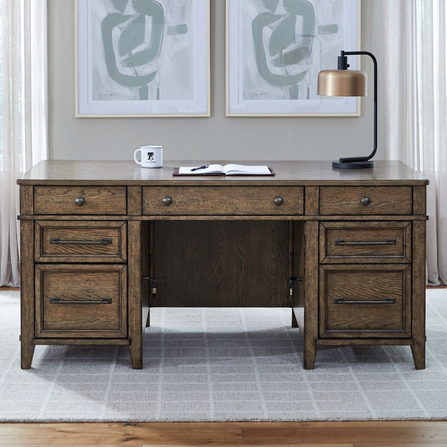 Carolina Park - Jr Executive Desk - Brown - Hornell Furniture Outlet