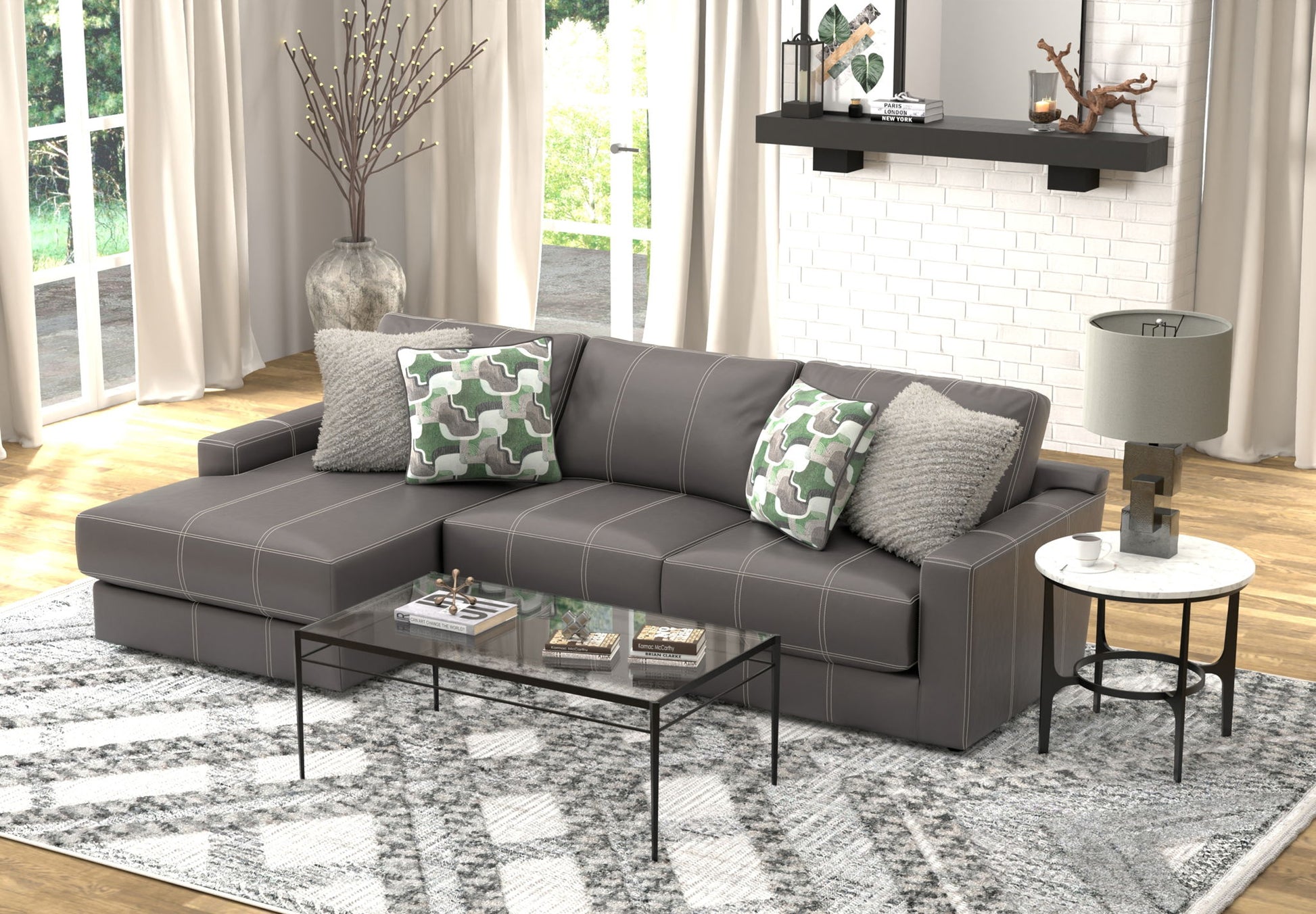 Minori - Italian Leather Sectional - Hornell Furniture Outlet