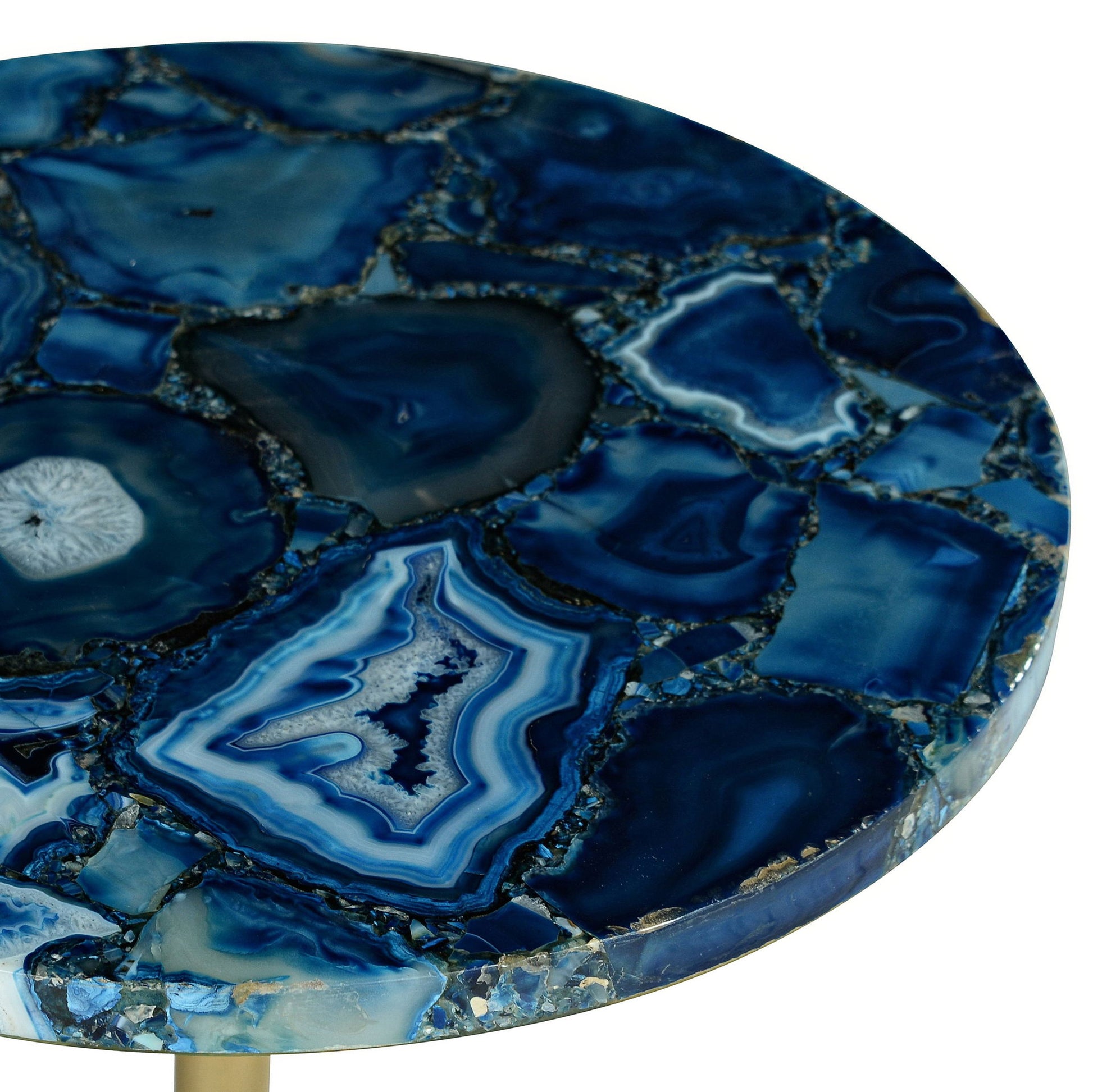 Oceana - Agate Top Round Chairside Table - Blue - Hornell Furniture Outlet