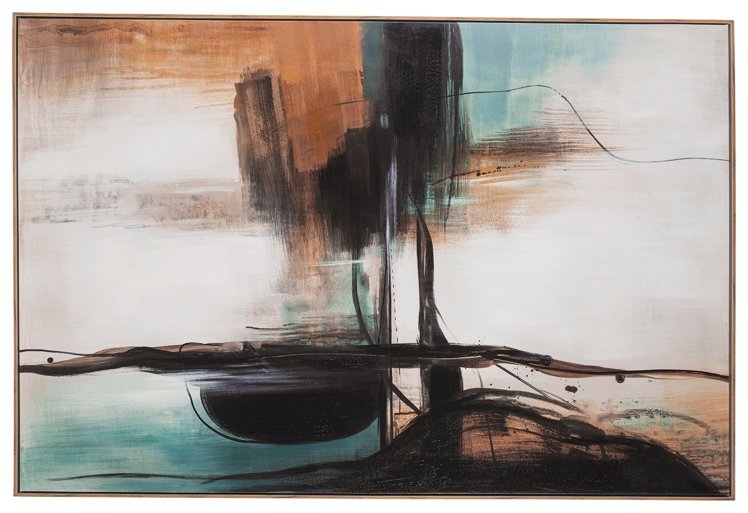 Brunonia - Teal / Orange / Black - Wall Art - Hornell Furniture Outlet